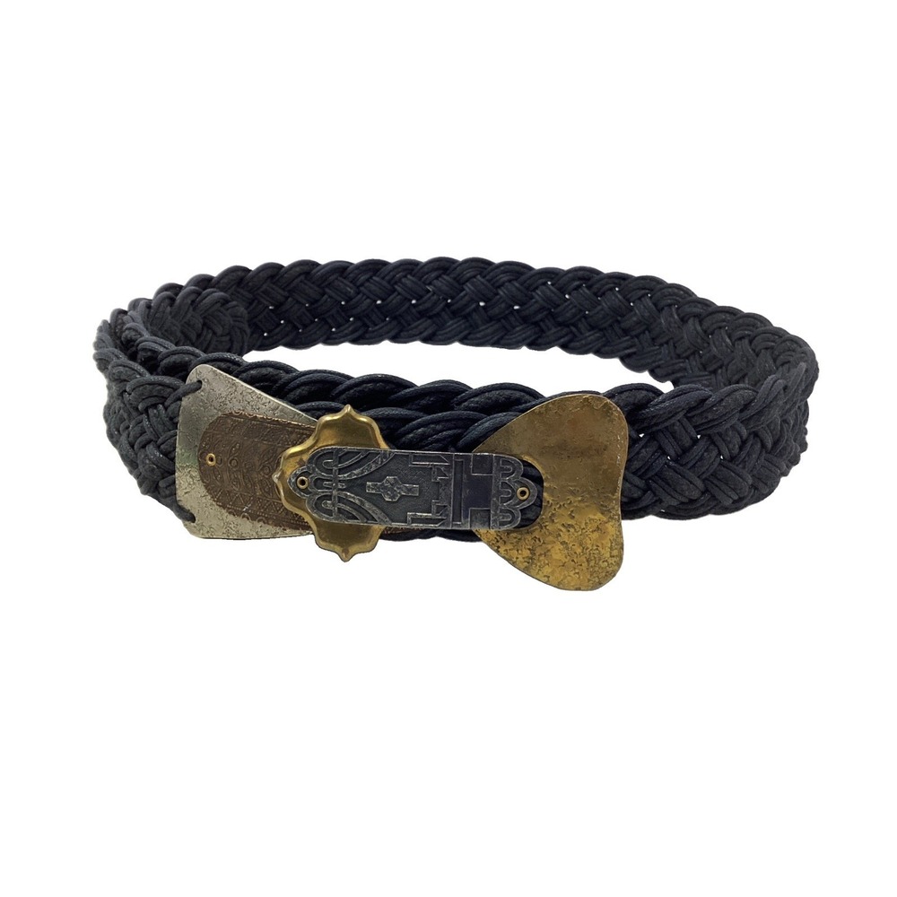 Marjorie BAER SF BRAIDED BLACK BELT W FORGED METALS 1.5 L Small/Medium 40"